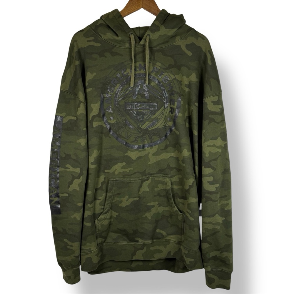 American Fighter MENS Green Camo Graphic Print Logo Long Sleeve Hoodie 3XL